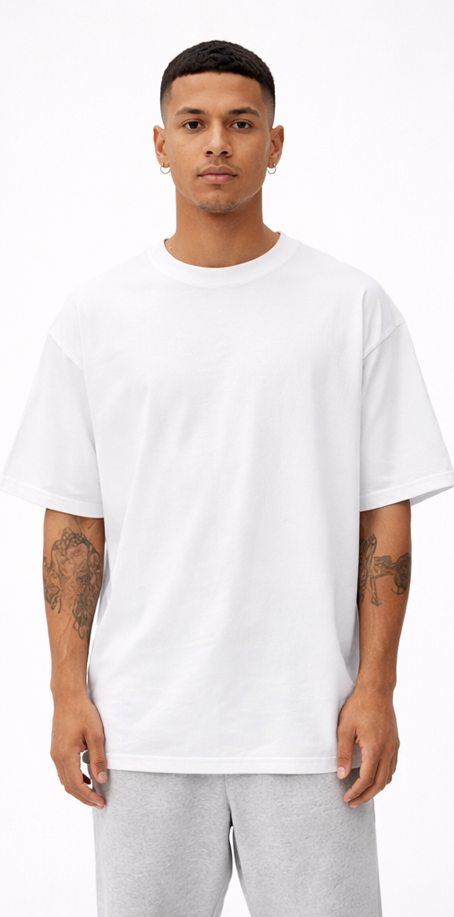 White oversized tee