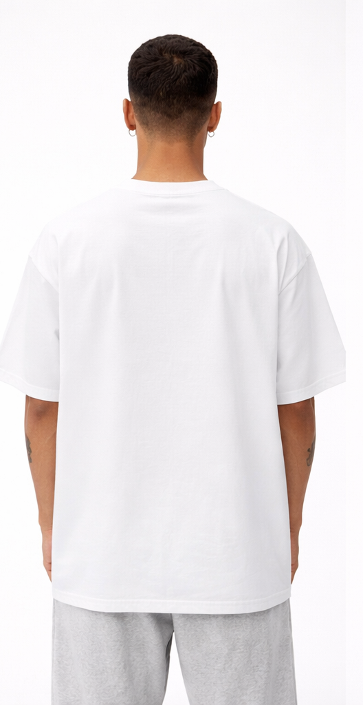 White oversized tee