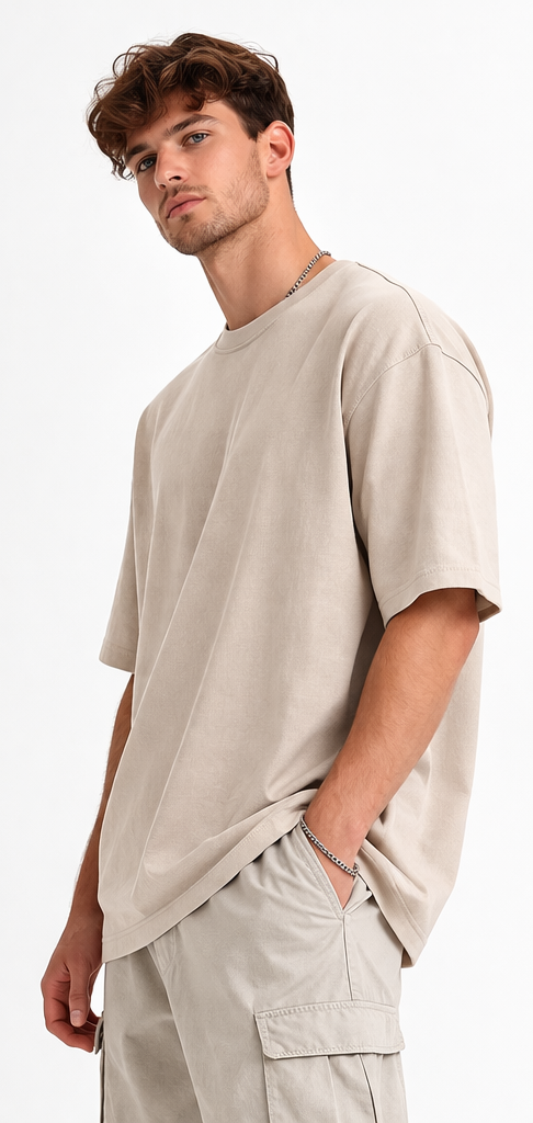 Beige oversized tee