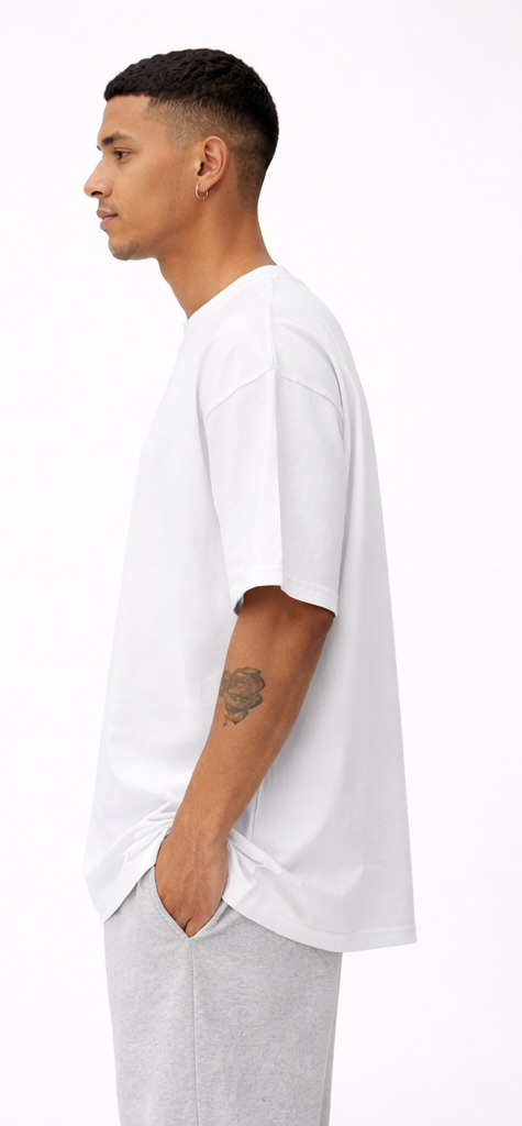 White oversized tee